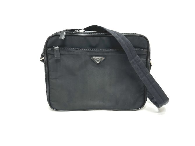 Bolso 2WAY Triangle Plate V147S de Prada Negro