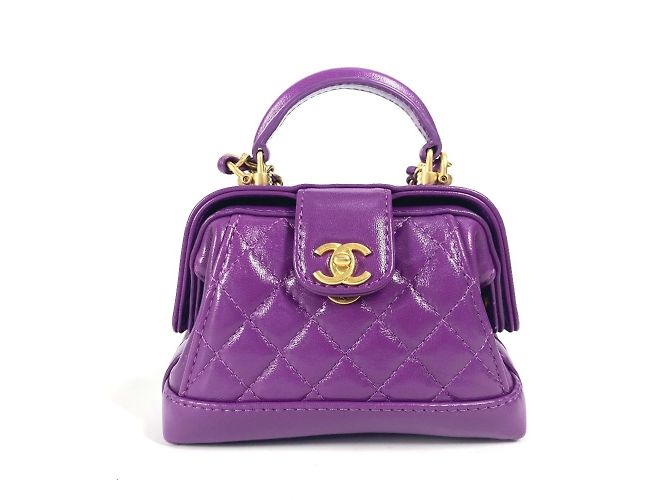 Bolsa de ombro mini matelassê Chanel AP4109 Roxo