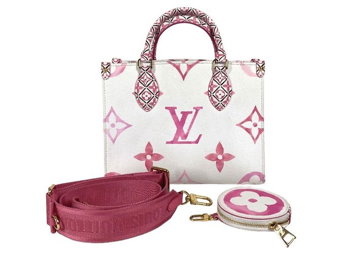 Louis Vuitton Monogram On Go PM Tasche am Pool Pink Weiß