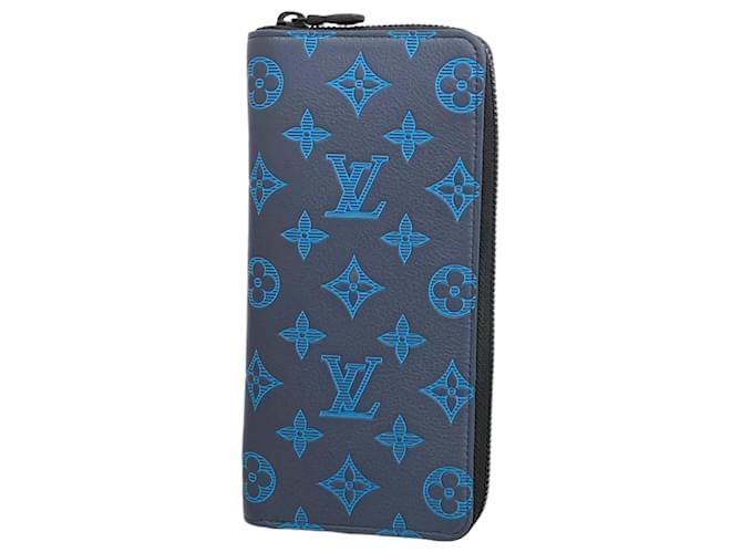 Louis Vuitton Monogram Shadow Zippy Vertical Long Wallet Navy blue  ref.2228184