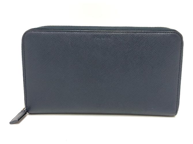 Saffiano Prada Blue Bi-Fold Wallet