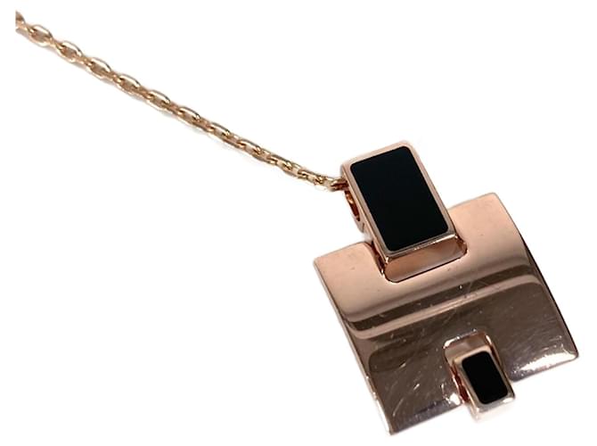 Hermès Hermes Eileen Chain H Logo Necklace Black Golden 