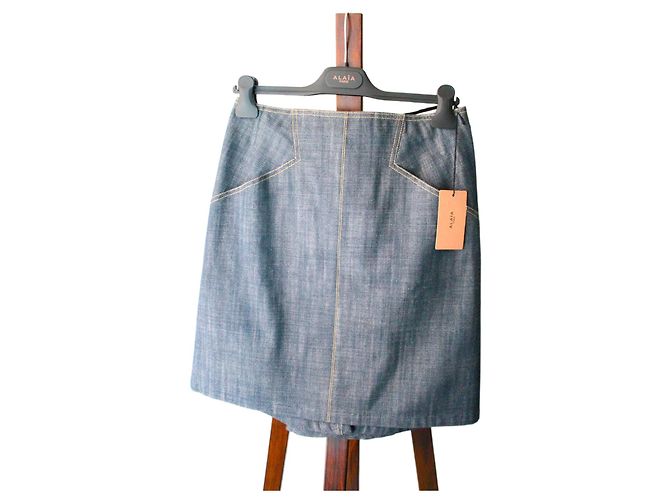 Gonna in denim Alaïa blu