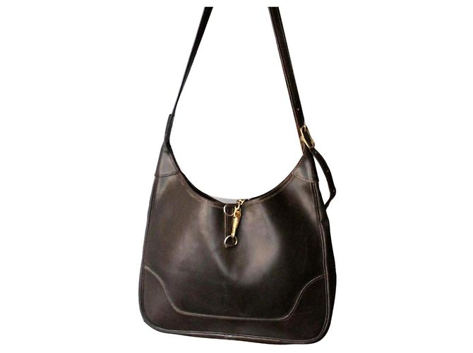 Sac à main Hermès Trim en cuir box marron