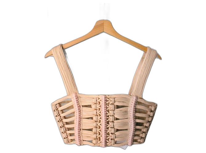 Balmain Pink and Beige Polyamide Top Size 36