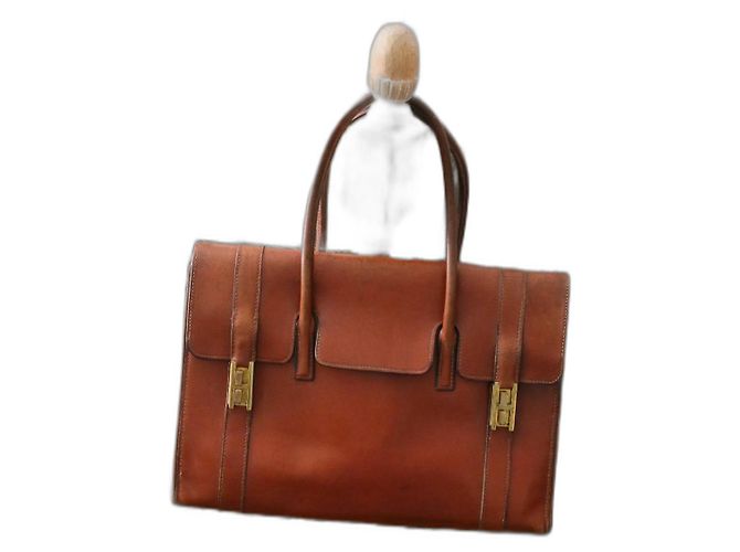 Hermès bolsa de mão Drag em couro camel Camelo