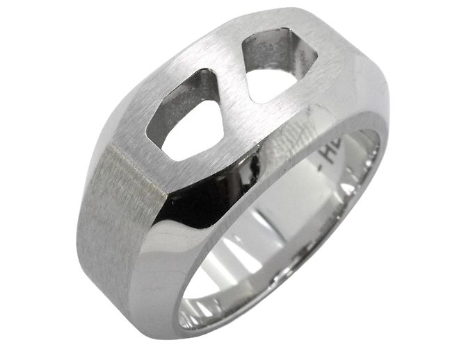 Hermès Hermes Delta Edelstahlring Silber