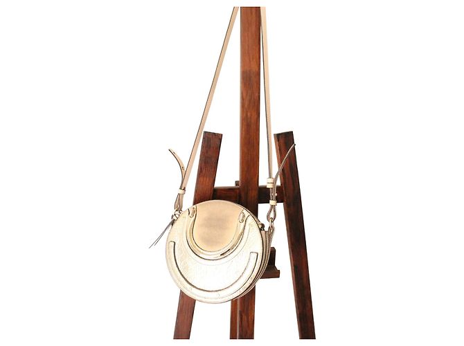 Bolsa de mão Chloé Pixie em couro dourado
