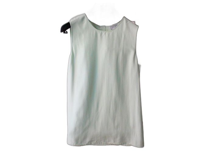 Chanel Top de Seda Verde Agua