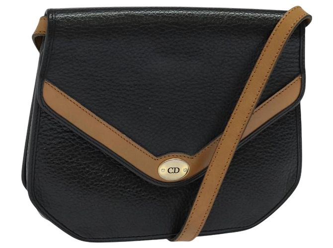 Borsa a Spalla Christian Dior in Pelle Nera e Oro Auth BA2043 Nero D'oro