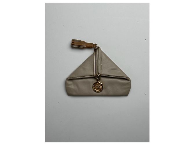Céline Vintage Celine Leather Card Holder Beige
