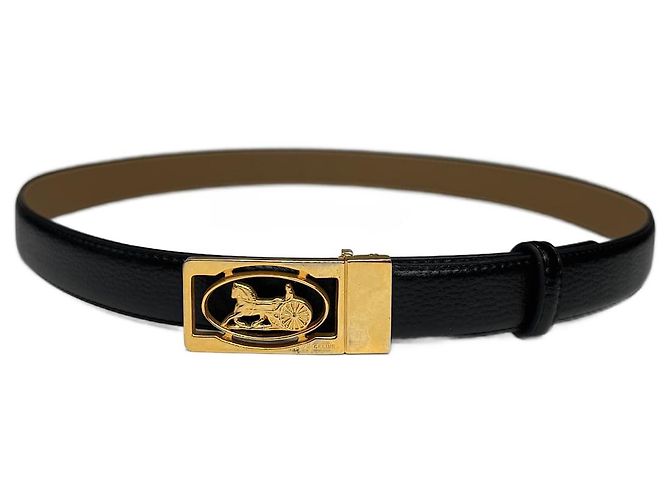 Céline Vintage Celine Paris leather belt Black