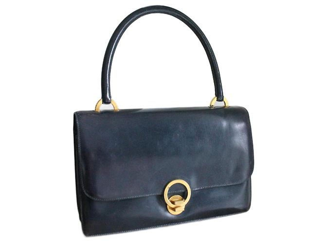 Bolsa de mão Hermès Ring em couro box marinho Azul marinho