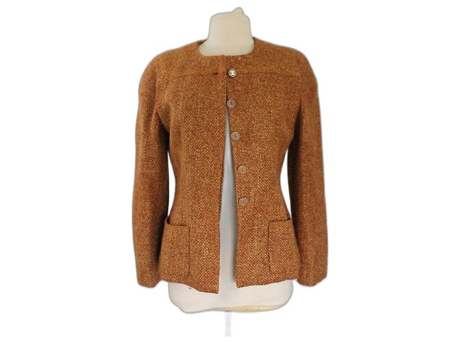 Jaqueta Chanel de lã e viscose laranja