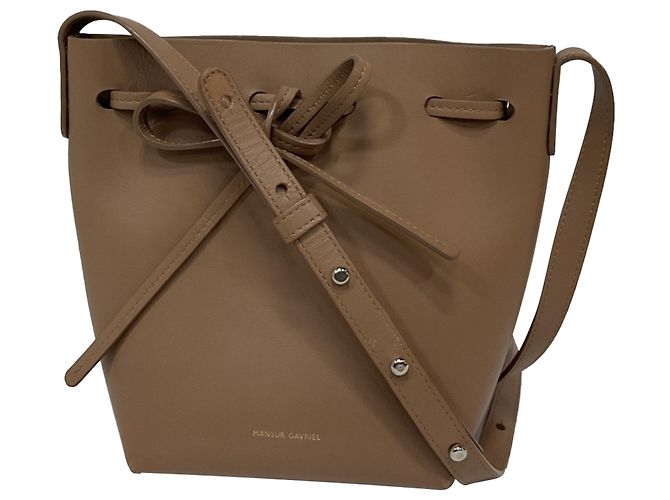 Sac seau mini Mansur Gavriel en cuir beige