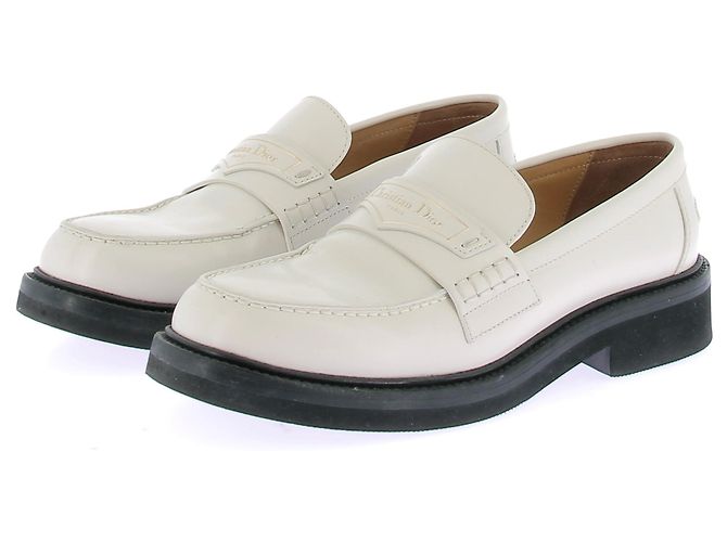 Christian Dior Mocasines de cuero 'Dior Boy' Blanco