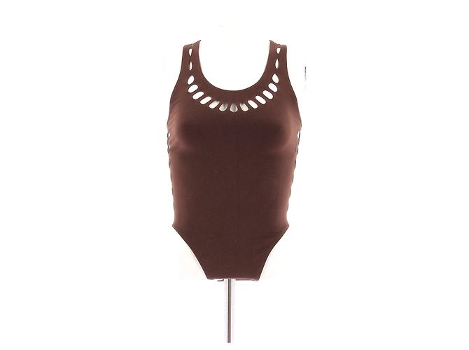 Alaïa Braun einteiliger Badeanzug