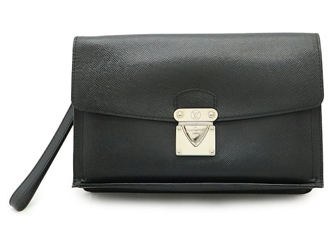 Louis Vuitton Belair Taiga Clutch Bag Black Leather  ref.2229209