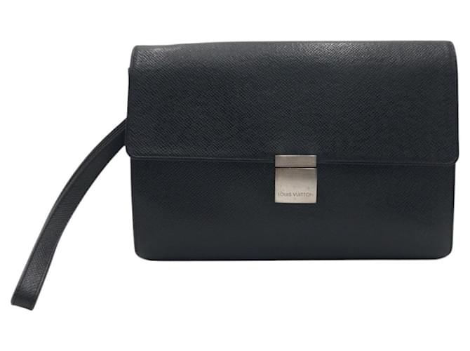 Louis Vuitton Selenga Taiga Clutch Bag Black Leather  ref.2229259