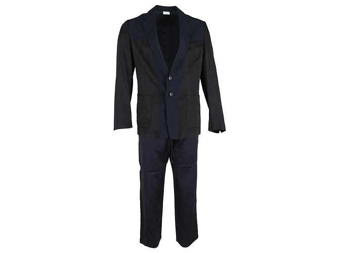 Completo color-block Dries Van Noten in cotone blu e nero Blu navy