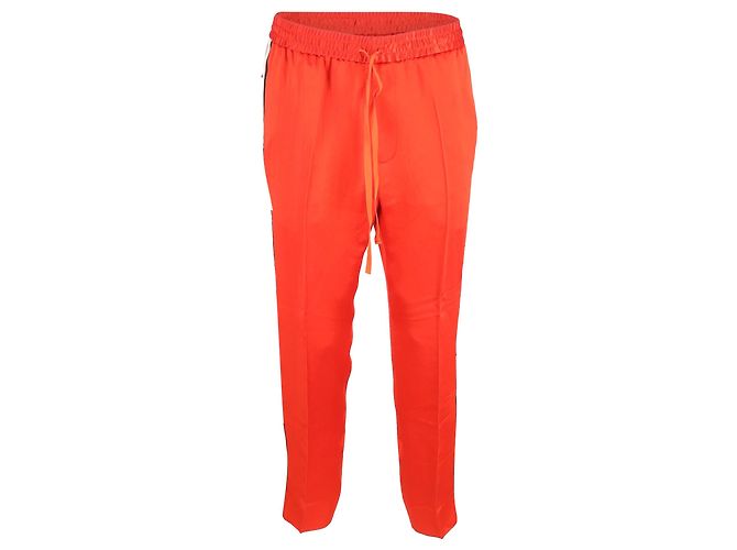 Gucci Web Drawstring Track Pants in Orange Polyester