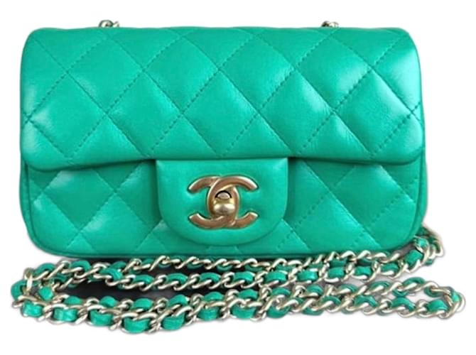 Chanel timeless extra mini green bag Leather  ref.2229309