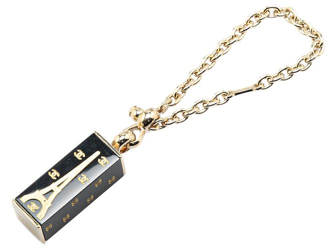 Chanel Schwarzer Emaille Eiffelturm Taschenanhänger