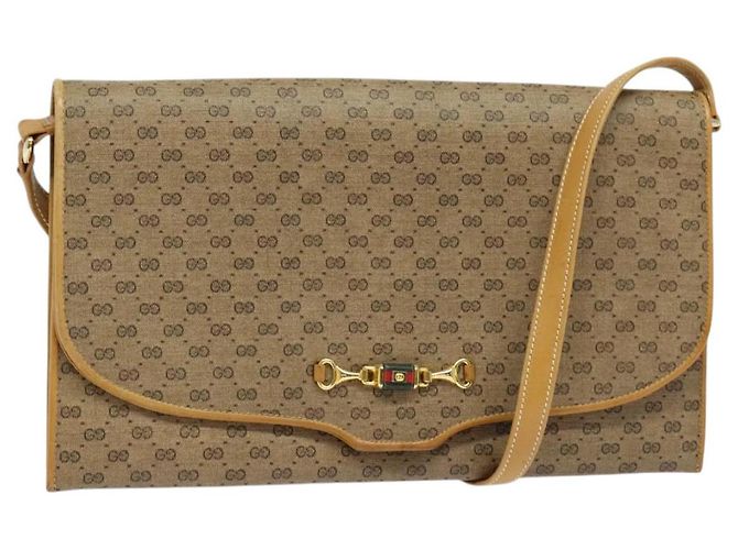 Gucci Borsa a spalla Micro GG Supreme PVC Beige Oro Auth BA1958 D'oro