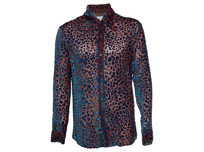 Maison Martin Margiela Camicia leopardata Devore Maison Margiela, SS2019 Marrone Blu
