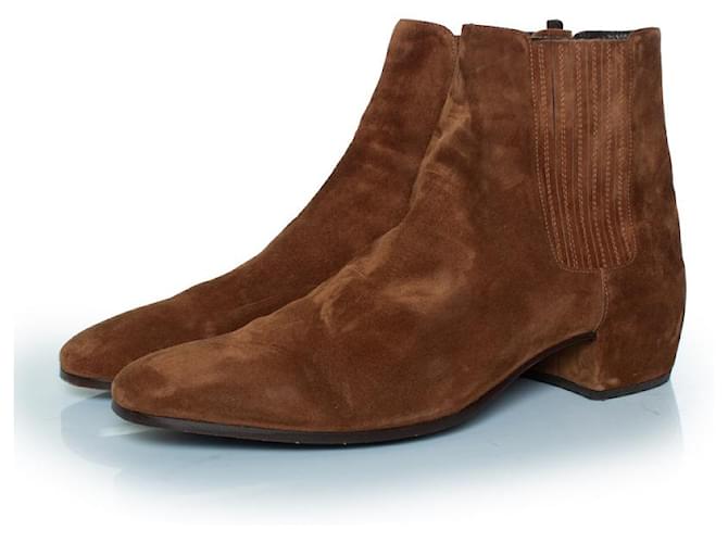 Saint Laurent, Brown suede Caleb Chelsea boots  ref.2229688