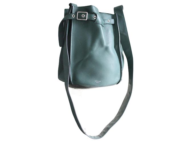 Céline Big Bag borsa a secchiello verde in pelle