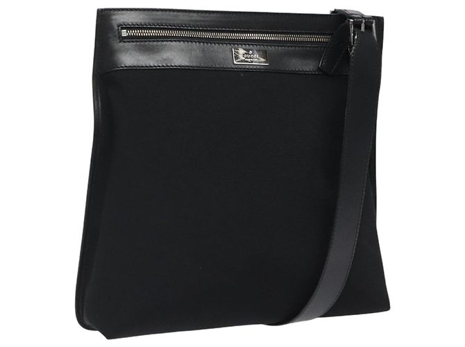 Borsa a Spalla GUCCI Nylon Nero Argento 92560 Auth ep8886