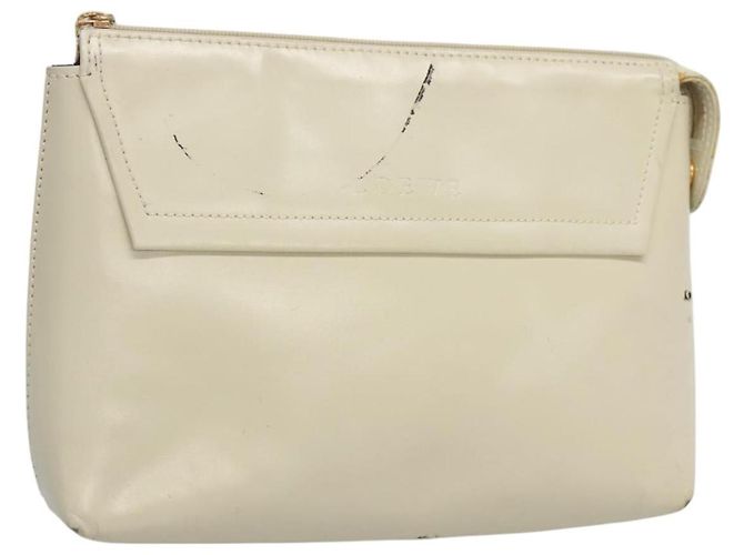 LOEWE Pouch Cuero Blanco Auth bs25555