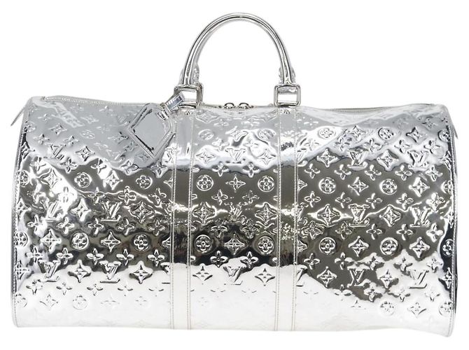 LOUIS VUITTON Monogram Miroir Keepall 55 Borsa Argento M95275 Auth yk18156SM