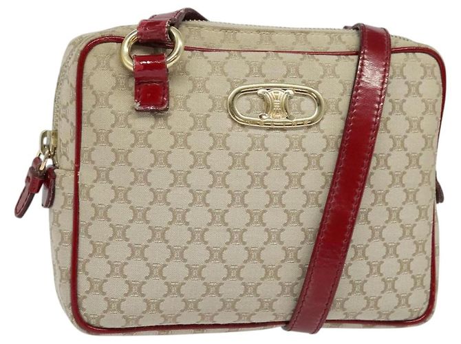 Céline Bolsa de Ombro em Lona Macadam CELINE Bege Dourado Auth 123145