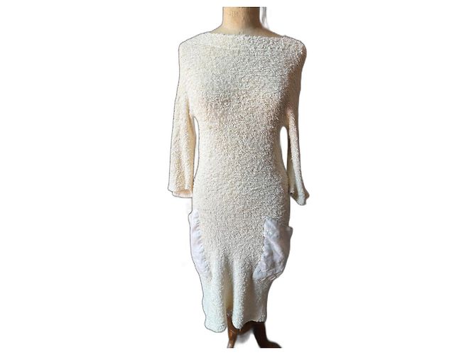 Autre Marque Guy Paulin Collector Kleid Eggshell Leinen Baumwolle Aus weiß