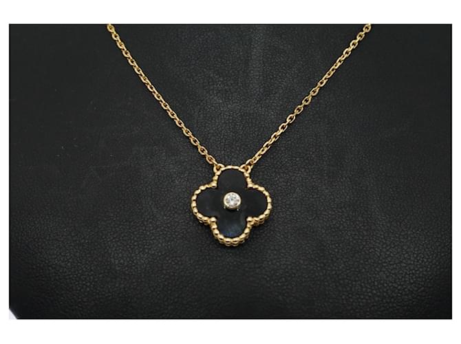 Van Cleef & Arpels Vintage Alhambra - Holiday Pendant 2023 - Rose gold and obsidian necklace Gold hardware 