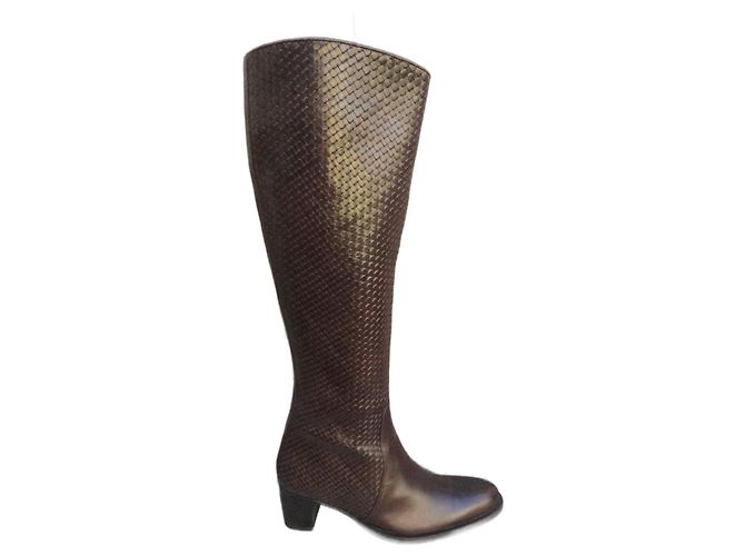 Botas Stéphane Kelian de couro trançado marrom escuro Castanho escuro