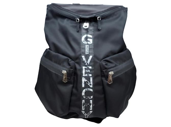 Givenchy Nylon x Leather Daypack Backpack Black White  ref.2230396