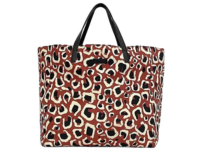 Borsa tote in tela e pelle nera e rossa Gucci Nero Rosso