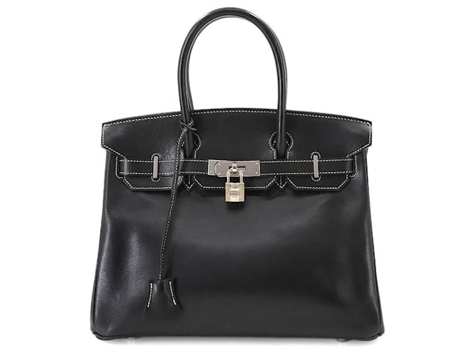 Sac à main Hermès Birkin 30 en cuir lisse noir  ref.2231063