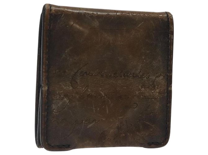 Monedero de cuero Berluti Calligraphy marrón Auth bs25955 Castaño