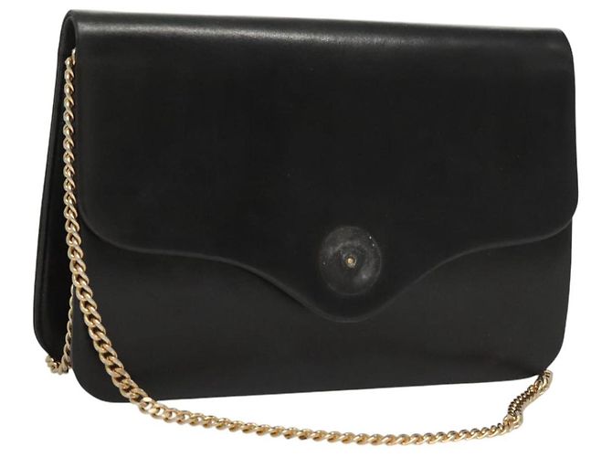 Borsa a spalla con catena Christian Dior in pelle nera e oro Auth BA2045 Nero D'oro