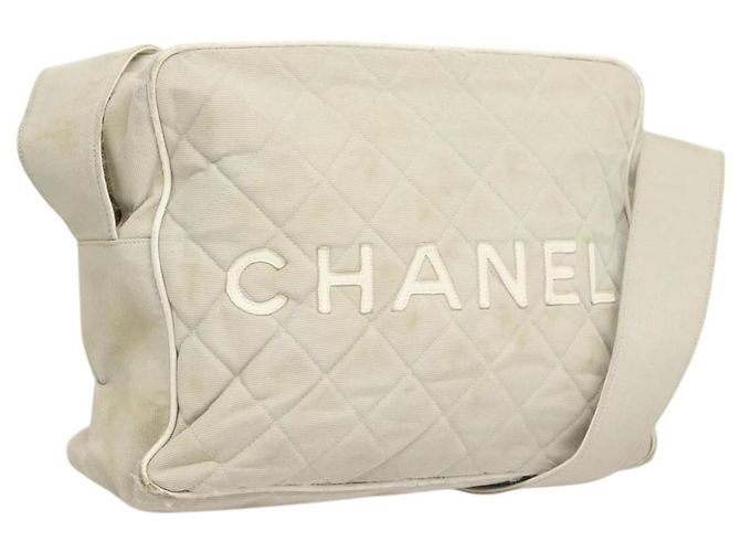 Bolsa de ombro CHANEL em lona cinza prata CC Auth mr1301