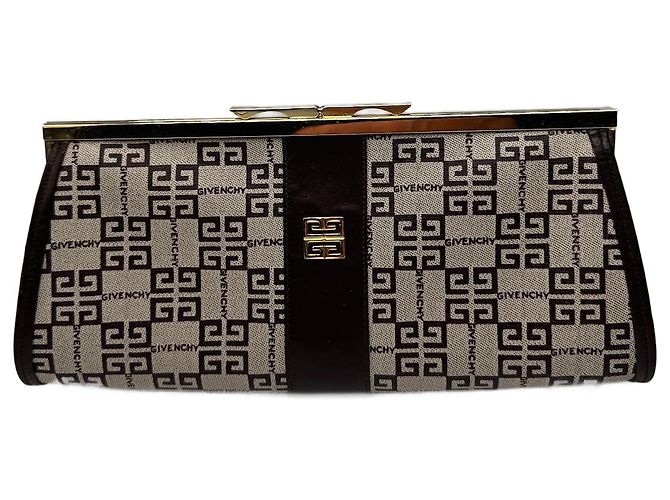 Clutch de cuero monograma vintage de Givenchy Blanco