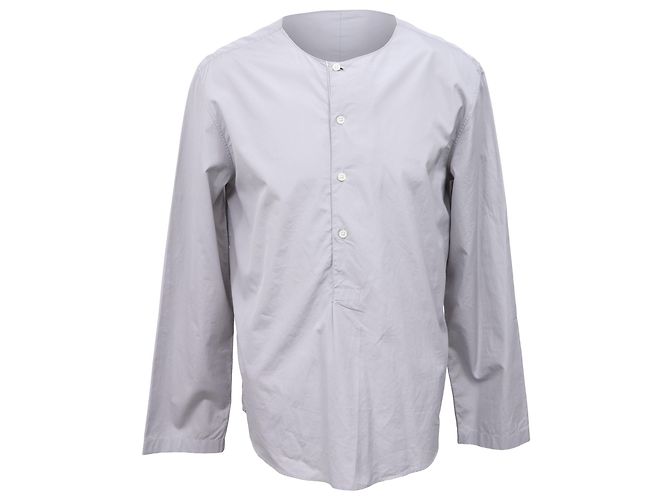 Camisa sin cuello de algodón gris Hermès