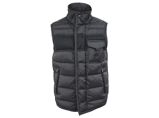 Moncler Zipped Down Vest in Black Polyamide