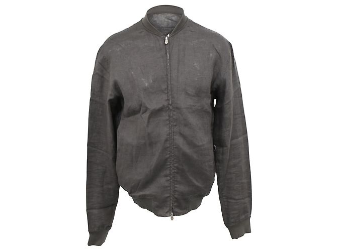 Jaqueta bomber com zíper Hermès em linho cinza