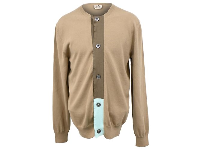 Hermès Knopf-Cardigan aus brauner Wolle