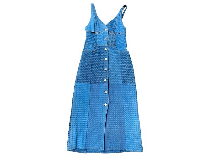 Vestido Marine Serre de denim de algodón estampado Moon Azul